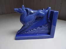 Cheval en saut, art déco,demi serre-livres, signé Lemanceau, céramique émaillée 