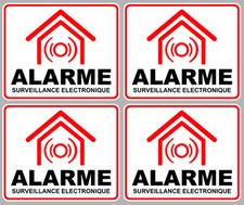 4 x SURVEILLANCE ALARM PROPERTY SECURITY 8cmX6.5cm STICKER STICKER AA133
