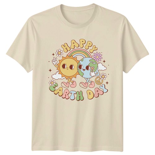 Shirt happy earth day - earth, retro