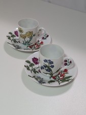 PAIR 1973 Vintage Porcelaine De Paris France Herbier Demitasse Cup & Saucer Set