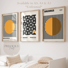 Set of 3 Orange Black Bauhaus Prints A5 A4 A3 Art Exhibition  Poster