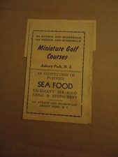 Miniature Golf Course ASBURY PARK NJ scorecard with Grill & Restaurant ad