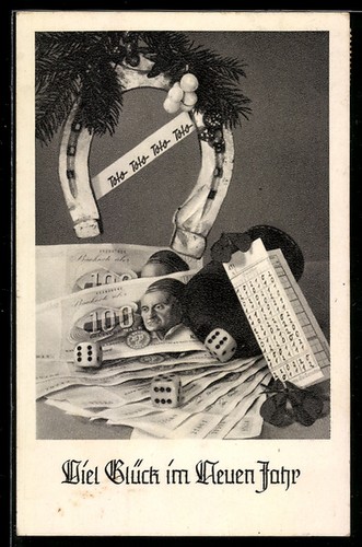 Carte postale billets dés - postale, et