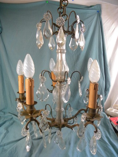 Ancien lustre cage pampilles - ancien,