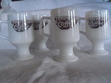 Vintage 5 Tennessee Coffee Milk Glass Pedestal Coffee Mugs George Dickel Recipe 