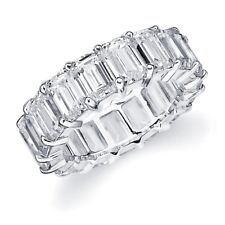 18k or Blanc Émeraude Coupe Diamant 4.60 Carat Bague Éternité 23 Pierres