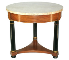 Vintage French Walnut Side Table w/Italian Travertine Top by Heritage