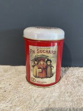 Vintage Suchard Chocolate Antique Metal Box Red Collection Neuchatel Swiss