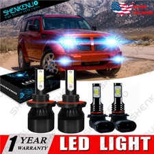 For Dodge Nitro 2007 2008 2009 8000K COB LED Headlight Hi/Lo + Fog Light 4 Bulbs