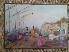 Antique Orientalist Painting India Mauritania Africa Identifiable Port