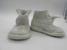 PAIR OF ASHTRAY FIGURINE SHOE BOOT WHITE GERMAN PORCELAIN  