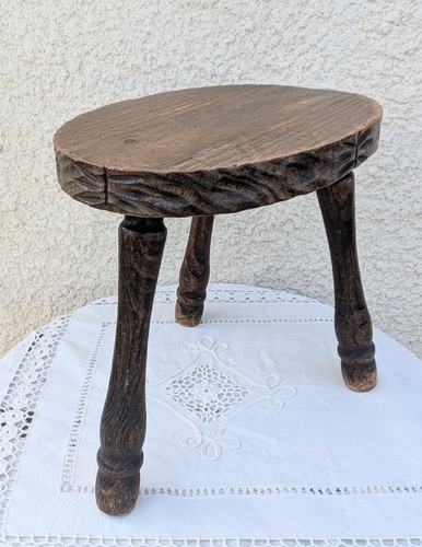 Ancien tabouret tripode - ancien,