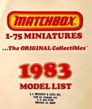 Vintage 1983 Matchbox 1-75 Miniatures Dealer Catalog W/ Model Numbers