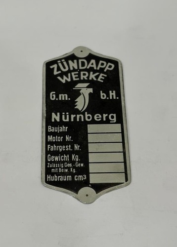 Plaque signalétique zündapp - signalétique,