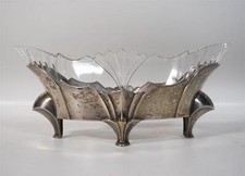 Vintage Original WMF Glass Planter Vase With Marked Metal Stand