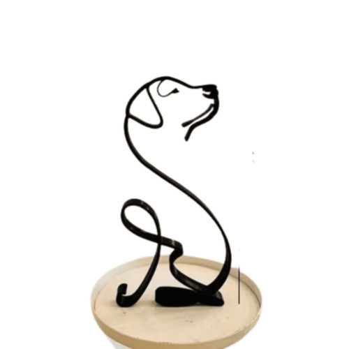 Statue chien métal noir - chien,