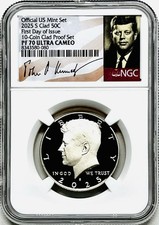 2025 S 50C KENNEDY HALF DOLLAR NGC PF70 UCAM FIRST DAY OF ISSUE SIGNATURE LABEL