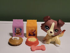 LPS #1262 LITTLEST PETSHOP CHIEN COLLEY DOG COLLIE HASBRO BONES KIBBLE BOWL