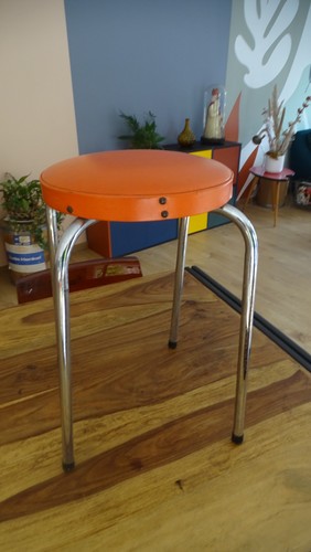 Vintage tabouret orange - tabouret,