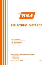 Livre Des Pièces BSA A65 Lightning A50 1970 Motos Firebird Thunderbolt Manuel