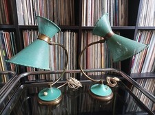 Tres Rare Paire Lampe Vintage 1950 Diabolo métal perforé Mathieu MATEGOT 