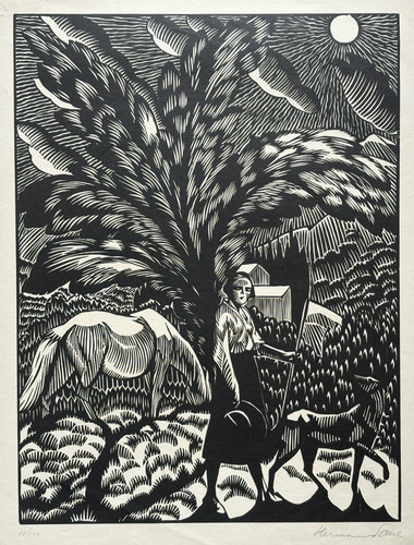 Hermann paul woman - dog, horse