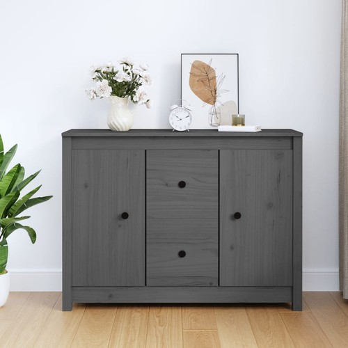 Buffet gris 100x35x74 - gris, bois