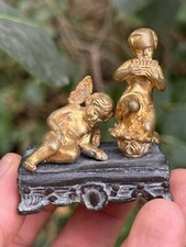 Amours Miniature & Anges & Objet De Vitrine & 19 Eme Siècle & Bronze Doré