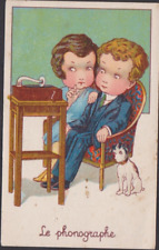 ANTIQUE CHROME CHOCOLATE GUERIN-BOUTRON - ""THE PHONOGRAPH"" - MUSIC / SMALL CHIEN