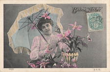 CP GOOD YEAR WOMAN ELEGANT UMBRELLA BASKET FLOWERS - 35088