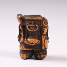 Japanese Deer Antler Daikokuten Netsuke 1.34inch Inro Ojime Sculpture Meiji Era