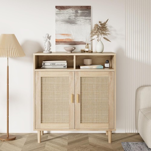 Buffet rotin chêne naturel - buffet,
