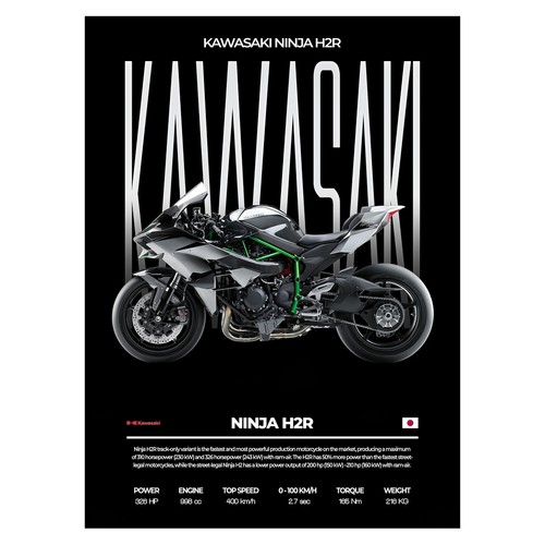 Affiche kawasaki ninja h2r - ninja,