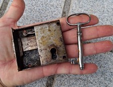 OLD LOCK WITH IRON KEY for furniture, trunk... No. 10