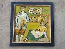 tableau peinture combat vaches