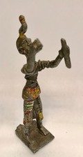 ANCIENNE STATUETTE AFRICAINE POLYCHROME - FONTE CIRE PERDUE**
