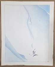 Estampe couleur 1944, SAMIVEL : Montagne, Alpinisme, Ski, La Chute d'Icare.