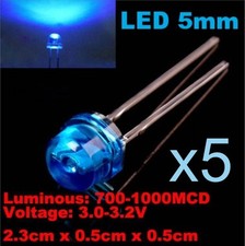 Lot de 5 LEDs bleu 5 mm diode
