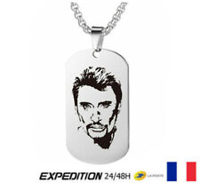 Pendentif chaine Collier Bijoux Gravé Johnny Hallyday Photo Modèle 1