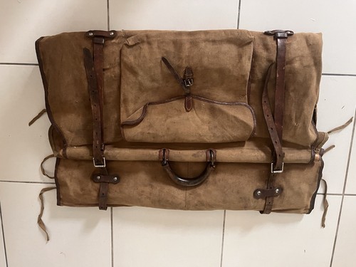 Valise vintage toile cuir - valise,