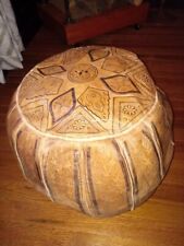 Real Moroccan Leather Handcrafted Artisan Pouf cover NEVER USED