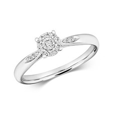 Bague Femme Pavage Or Blanc 9 k/carat et Diamant 0.09 Carat