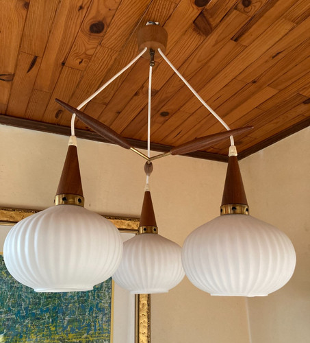 Suspension feux teck verre - 3,