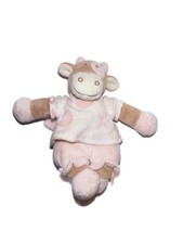 Doudou vache blanc rose Lola