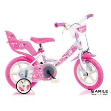 Vélo LITTLE HEART 12" Fille Avec Roues - Panier - Porte Poupée Blanc / Rose