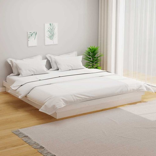 Cadre lit blanc bois massif - cadre,