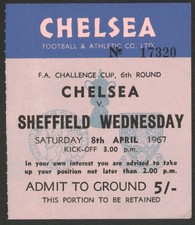 CHELSEA Vs SHEFFIELD WEDNESDAY 1967 FA Cup Game TICKET 8 avril