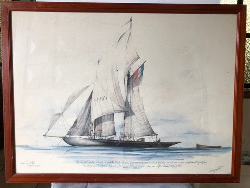Lithographie bateau marin - de,