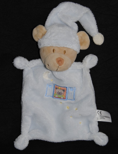 🐻Doudou plat ours bleu