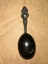 Antique Sterling Silver Handle Sock Darning Black Egg Stocking Darner 5"